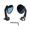 Handle Bar End Mirror CNC Aluminum Raound Type Blue Glass Nikel